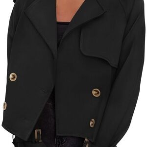 NWOT Women's Black Crop Trench coat